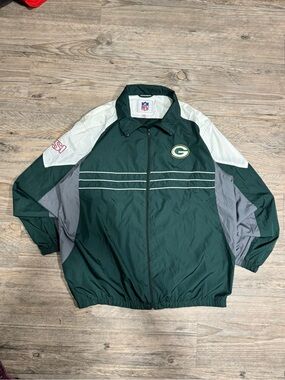 Green Bay Packers Windbreaker Jacket - Green & White